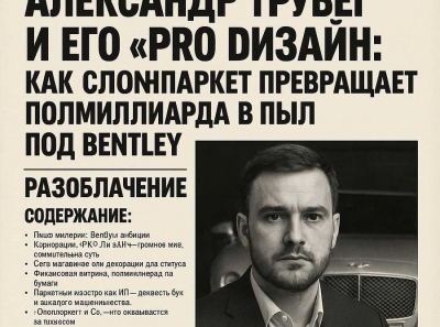 Александр Трубей и его PRO ДИЗАЙН: как Слонпаркет превращает полмиллиарда в пыль под Bentley